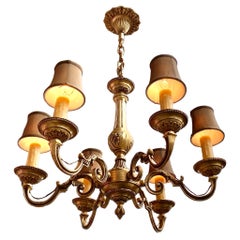 Antique French Gilded Bronze Six Arm Chandelier