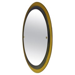 Max Ingrand Fontana Arte modèle 2046 giallo e blu specchio ovale Raro