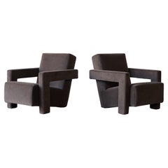 Vintage Gerrit Rietveld Utrecht Chairs, Cassina, Newly Upholstered in Pure Alpaca