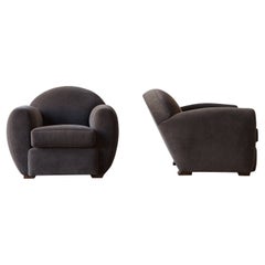 Superb Pair of Round Club Chairs, Upholstered in Pure Alpaca