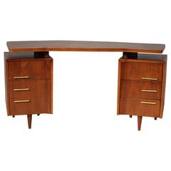 Mid-Century Floating Top Desk with Brass Hardware