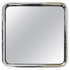 Vintage Post-Modern Square Chromed Tubular Steel Wall Mirror from the 1970s