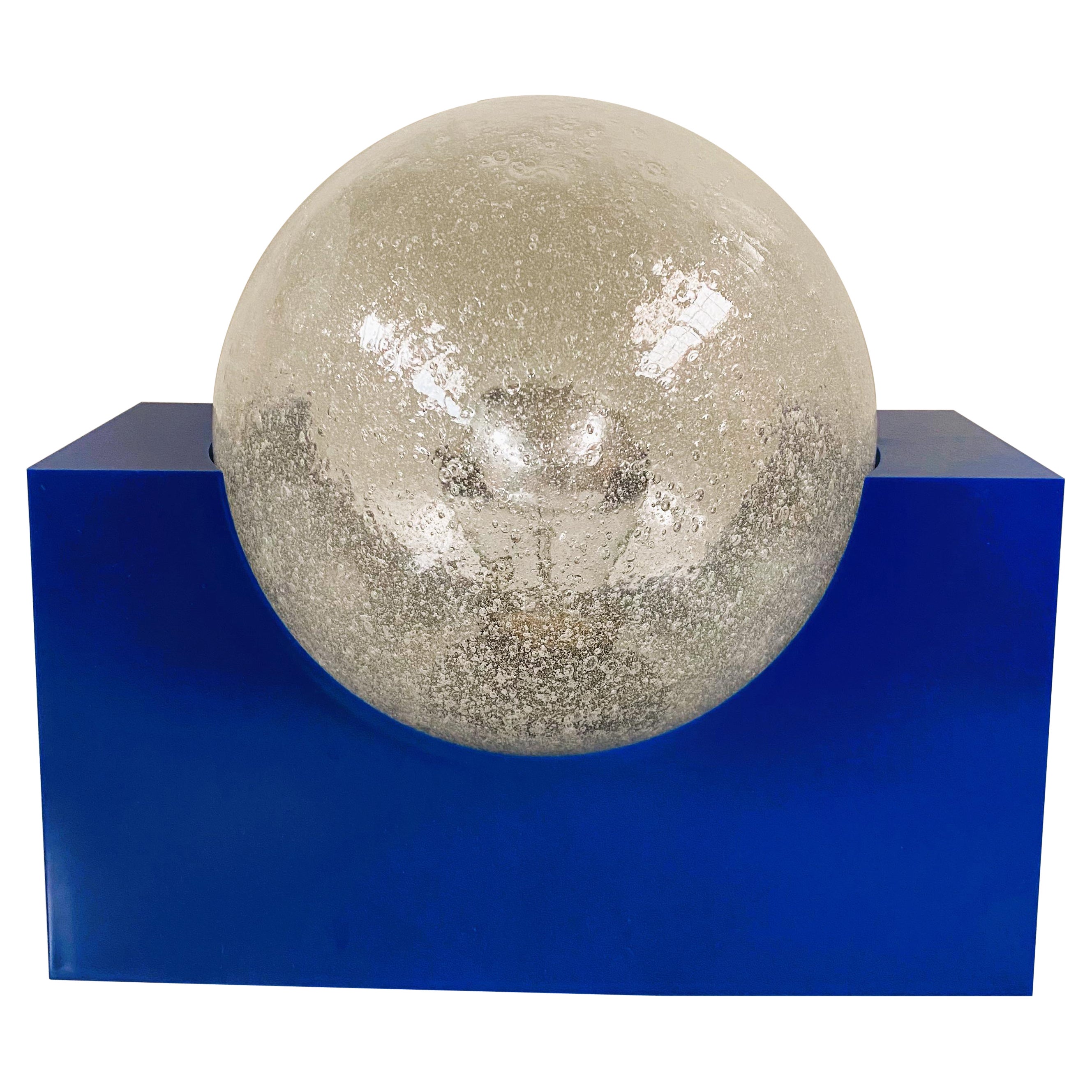 Bright Blue Acrylic Base and Bubble Glass Sphere by RAAK Amsterdam, Dutch Design For Sale