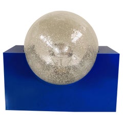 Bright Blue Acrylic Base and Bubble Glass Sphere by RAAK Amsterdam, Dutch Design