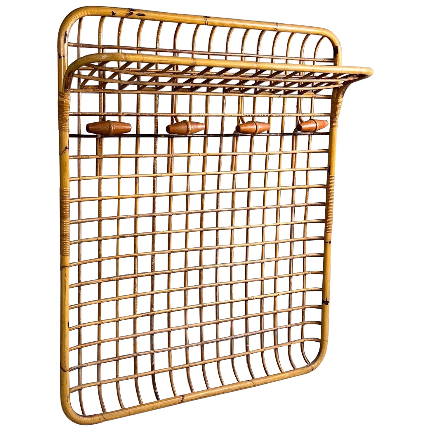 1950s, Rattan Wall Coat Rack at 1stDibs