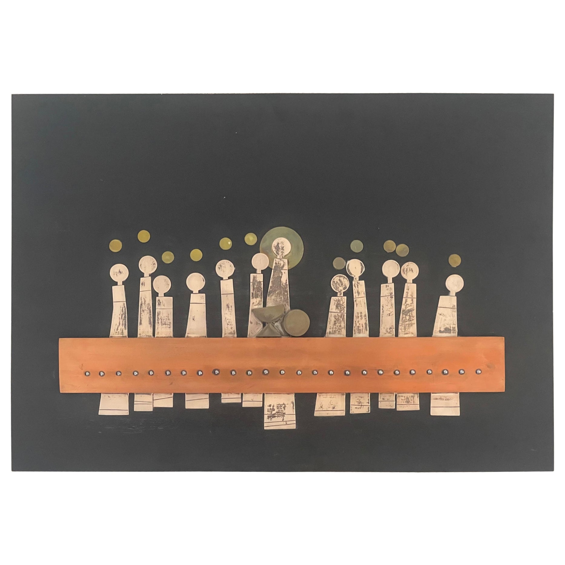 Large Modernist "Last Supper" Wall Sculpture by Talleres Monastico For Sale