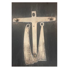 Vintage Modernist "Crucifixion” Wall Plaque by Talleres Monastico, Benedictine Monks