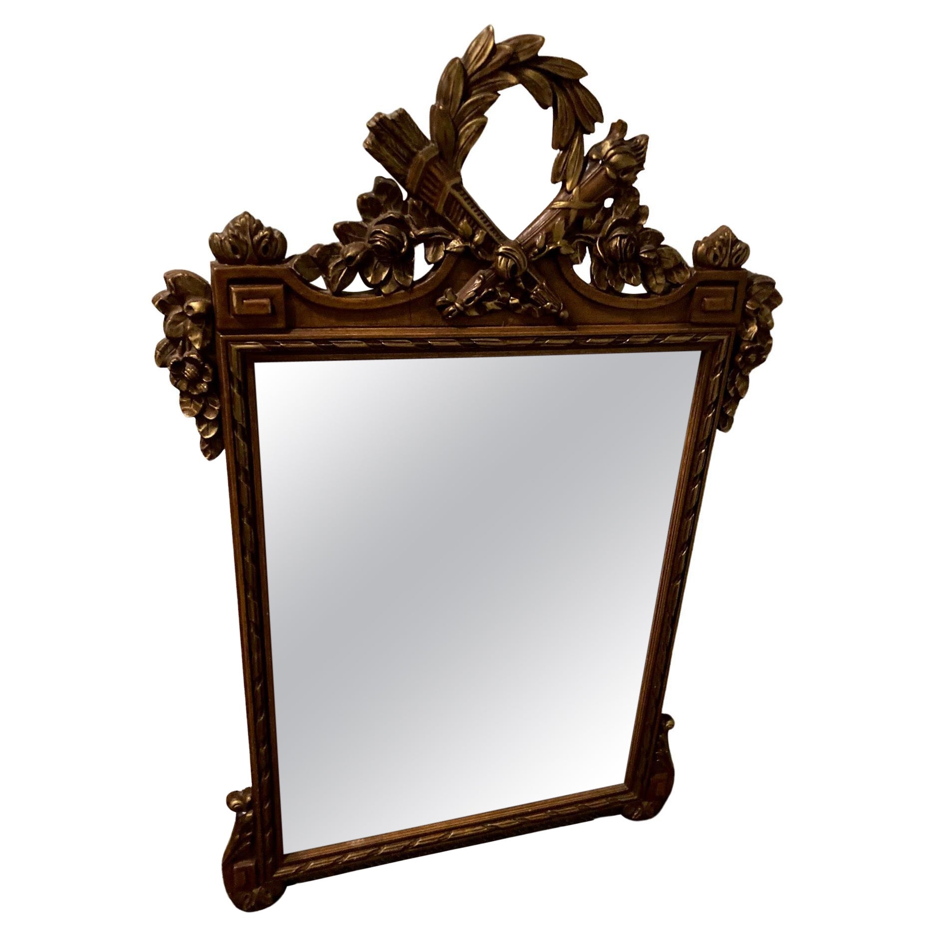 Early 20th Century French Walnut and Giltwood Mirror For Sale