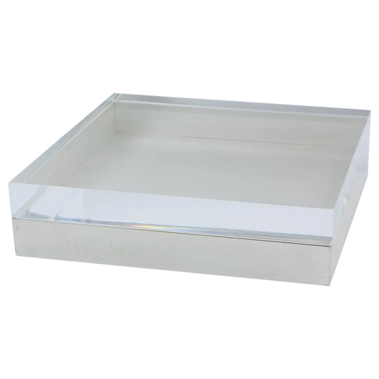 Lucite and Silver Plate Decorative Box, Italy 1970s