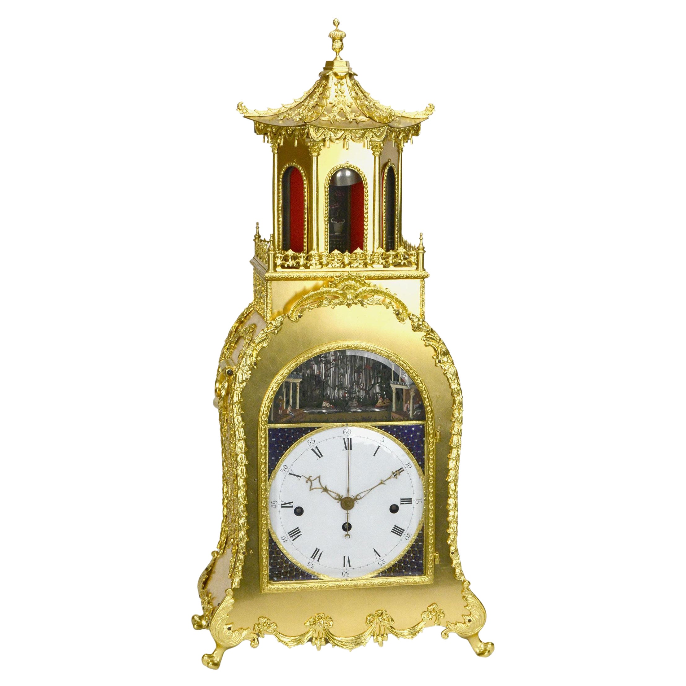 English George III Automaton Musical Bell Striking Figure Bronze Bracket Clock For Sale
