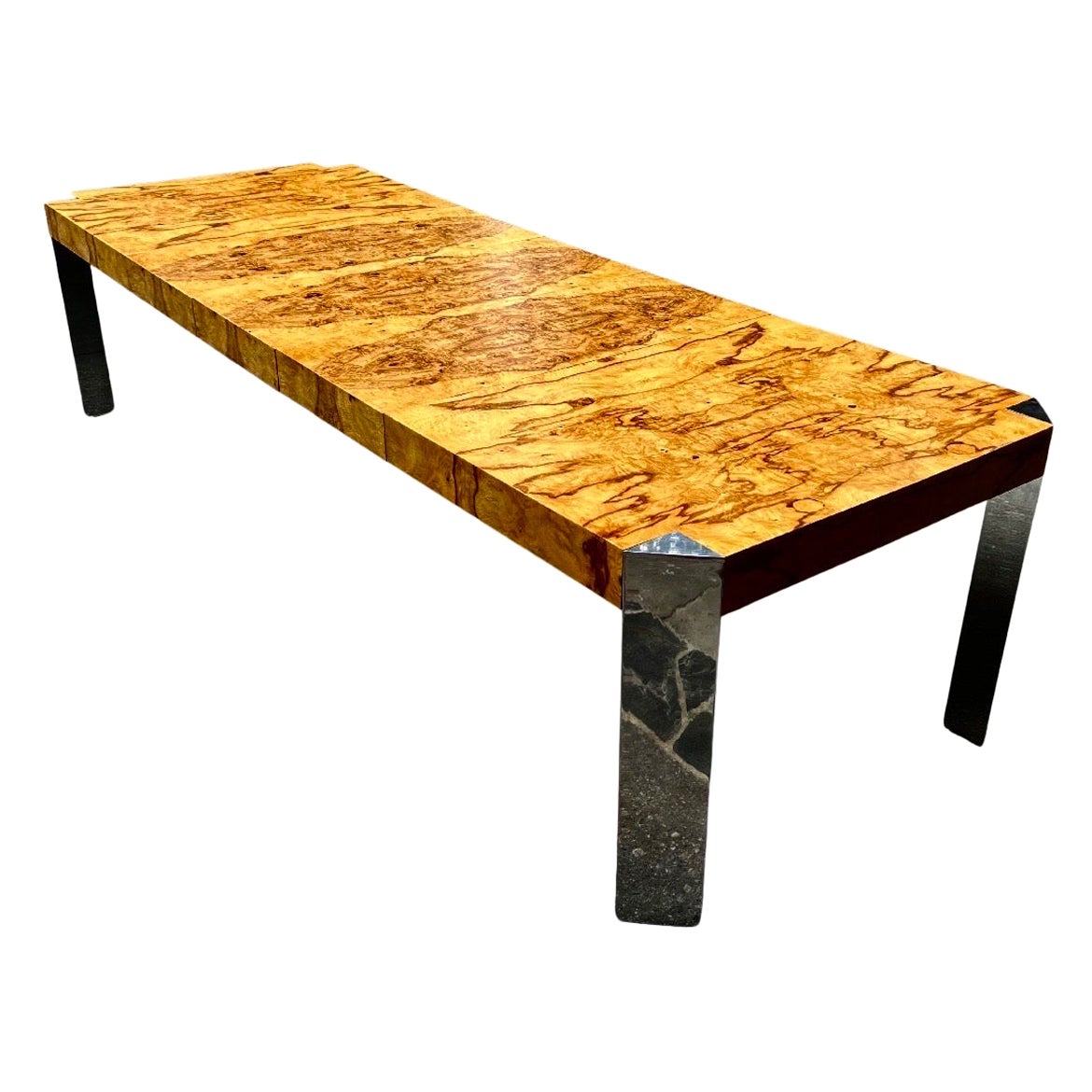 Spectaculaire table de salle à manger en bois d'olivier à motifs de papillons par Sprunger pour Dunbar