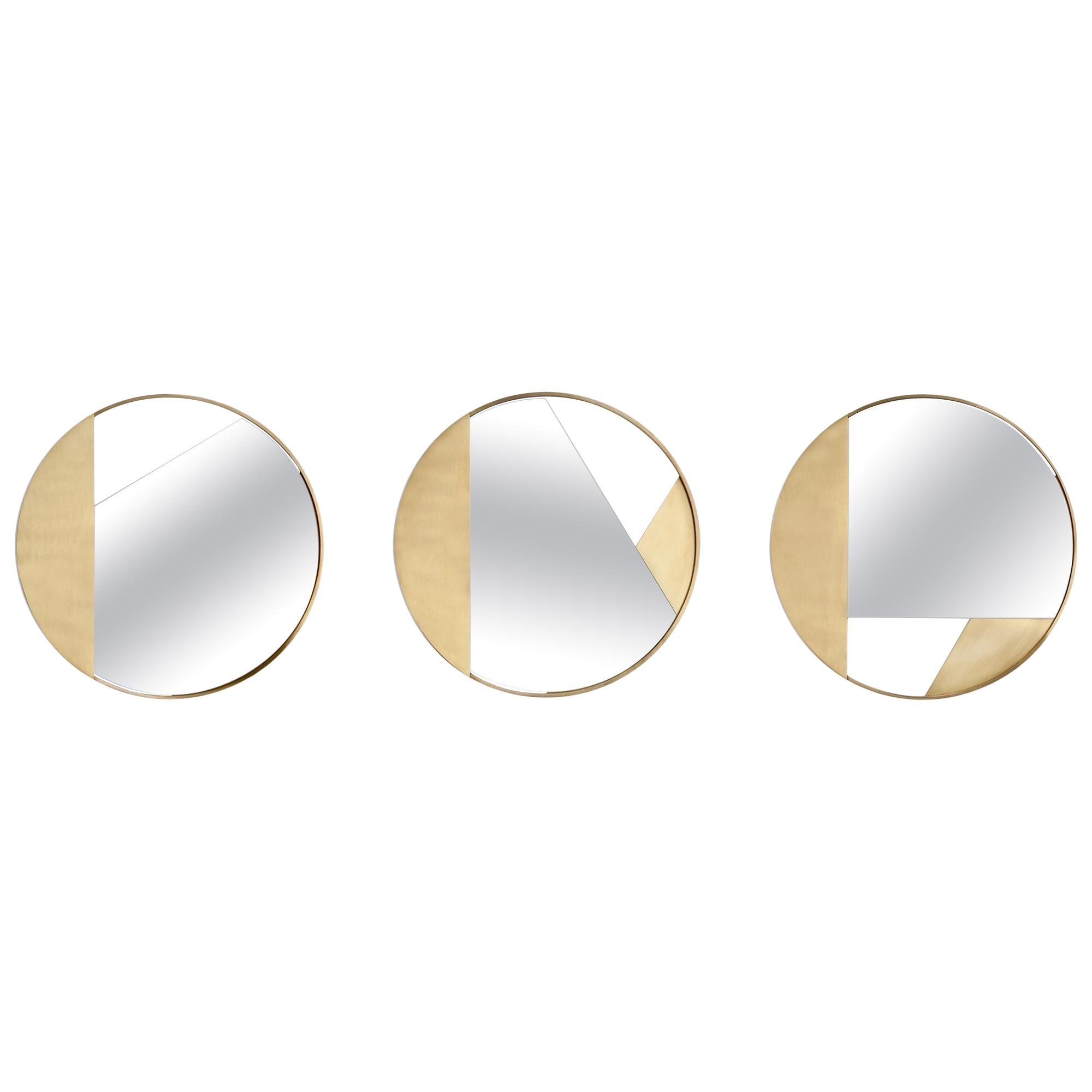 Set of 3 Brass Edition Mirror by Edizione Limitata For Sale
