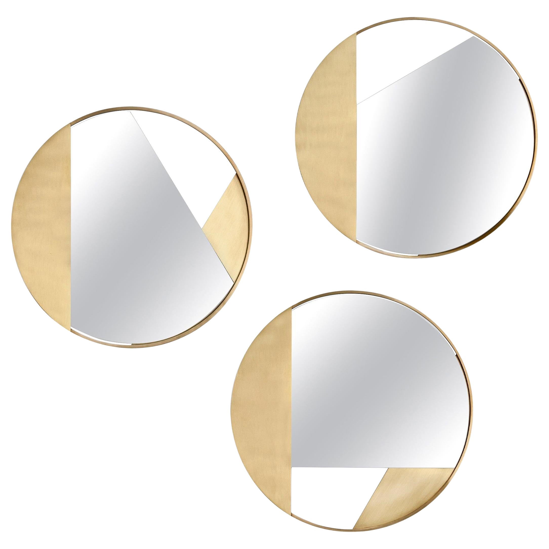 Set of 3 Small Brass Edition Mirror by Edizione Limitata For Sale