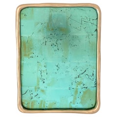Bronze Frame Mirror with Aged Verre Eglomise Glass