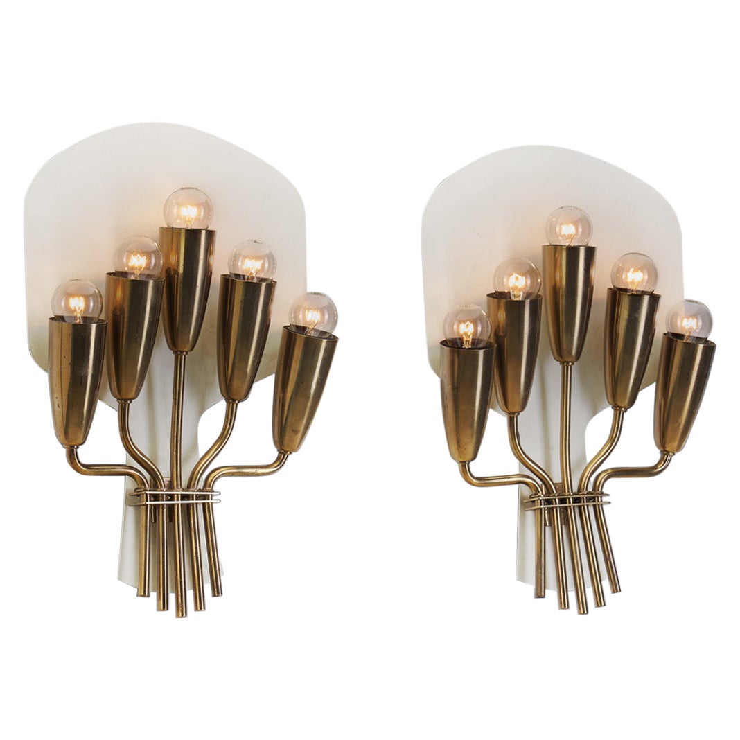Harald Notini Model "8772/5" Wall Sconces for Arvid Böhlmarks, Sweden, 1950s For Sale