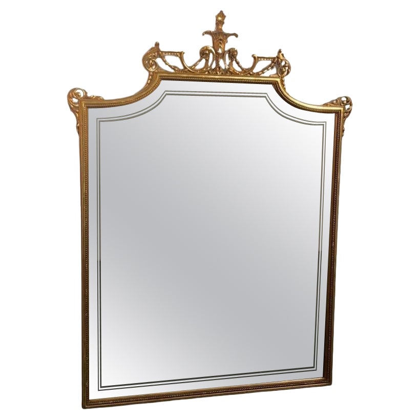 Golden Back Mirror with Parallel Lines, 1950s For Sale