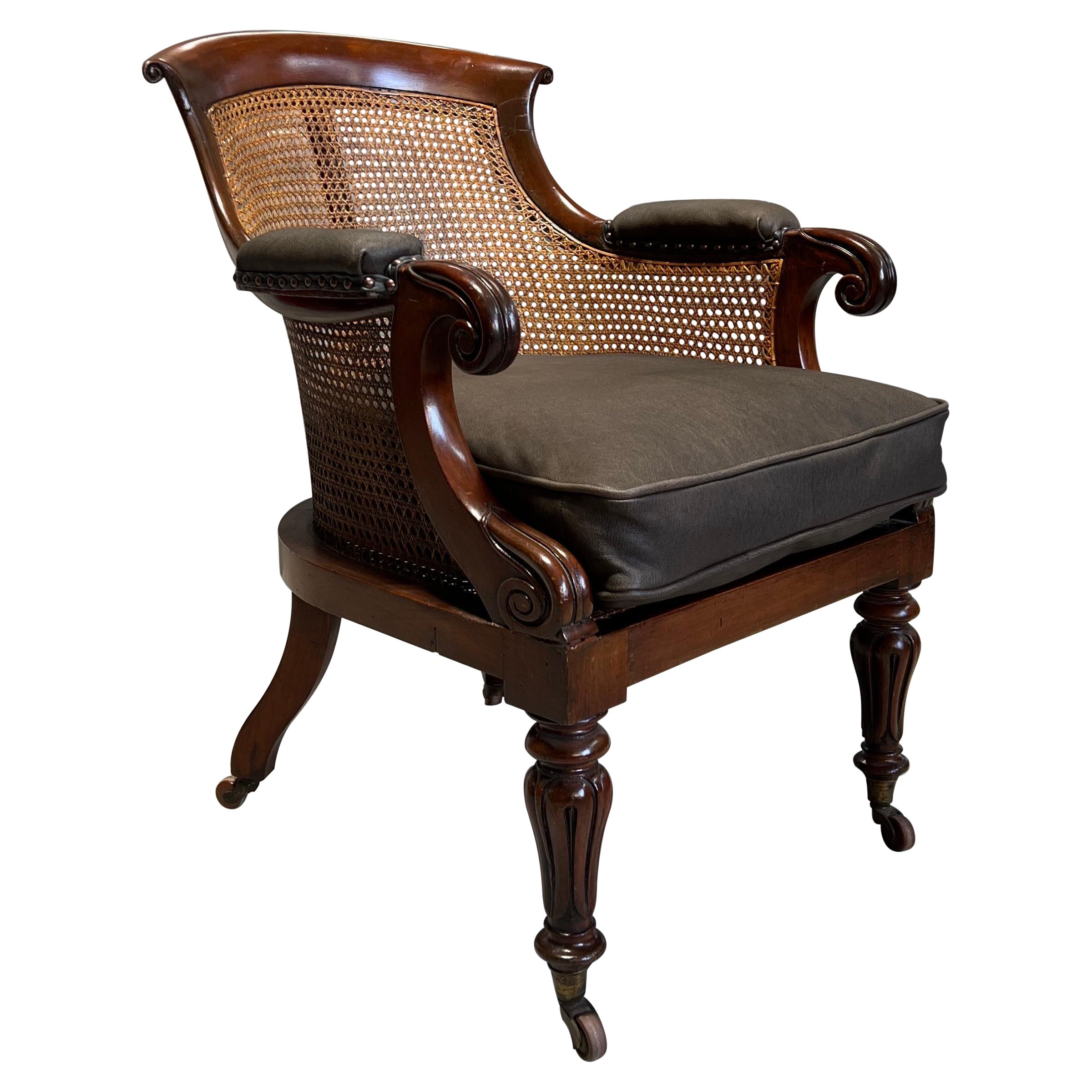 William IV Bergere avec finition en cuir de chèvre en vente