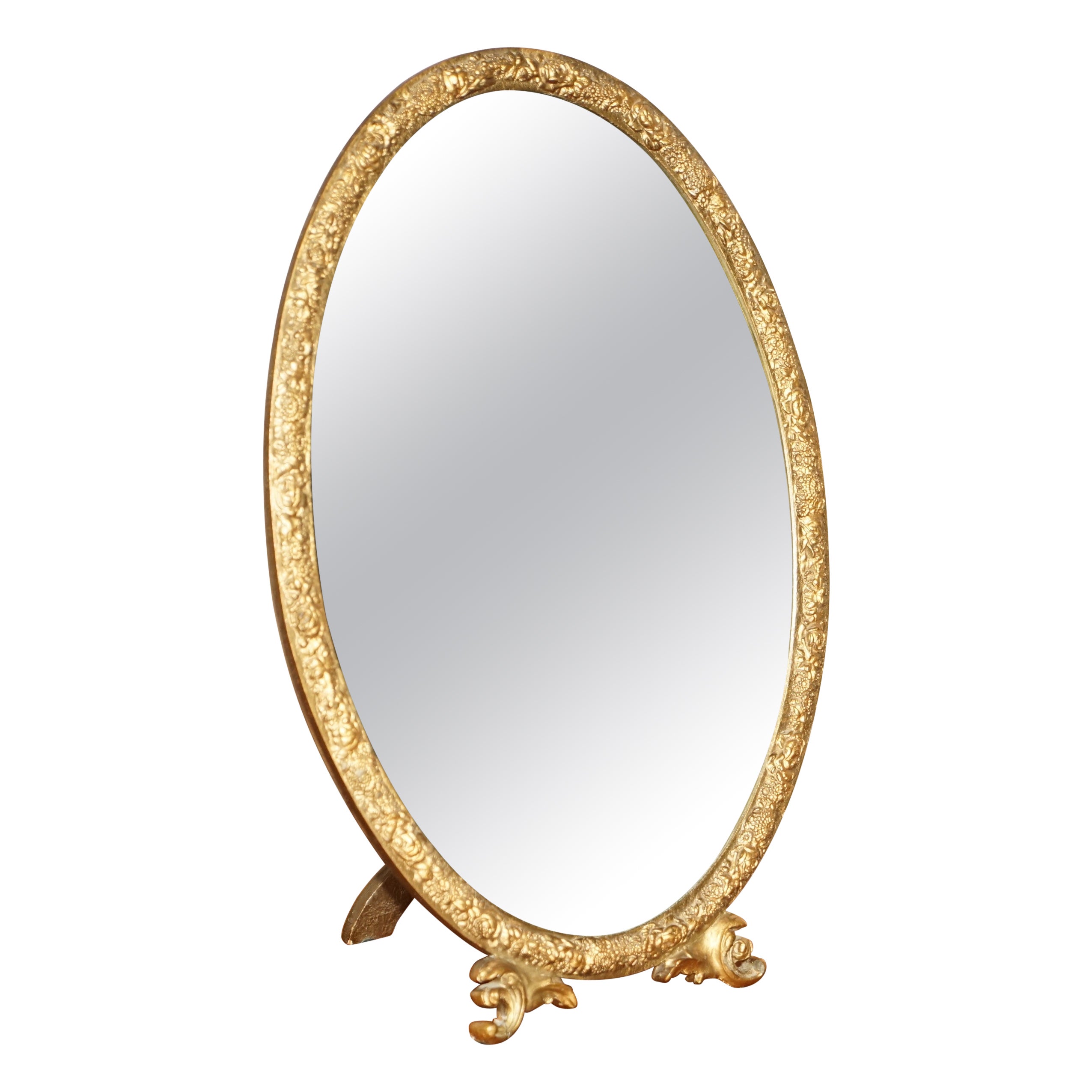 LOVELY ViNTAGE GILTWOOD FRAMED TABLE TOP MIRROR MIT STAND FOR A DRESSING TABLE im Angebot