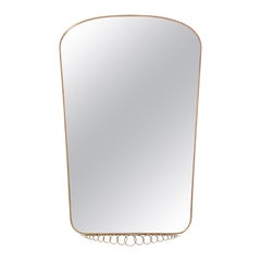 1950s Italian Modernist Large Shaped Brass Mirror
