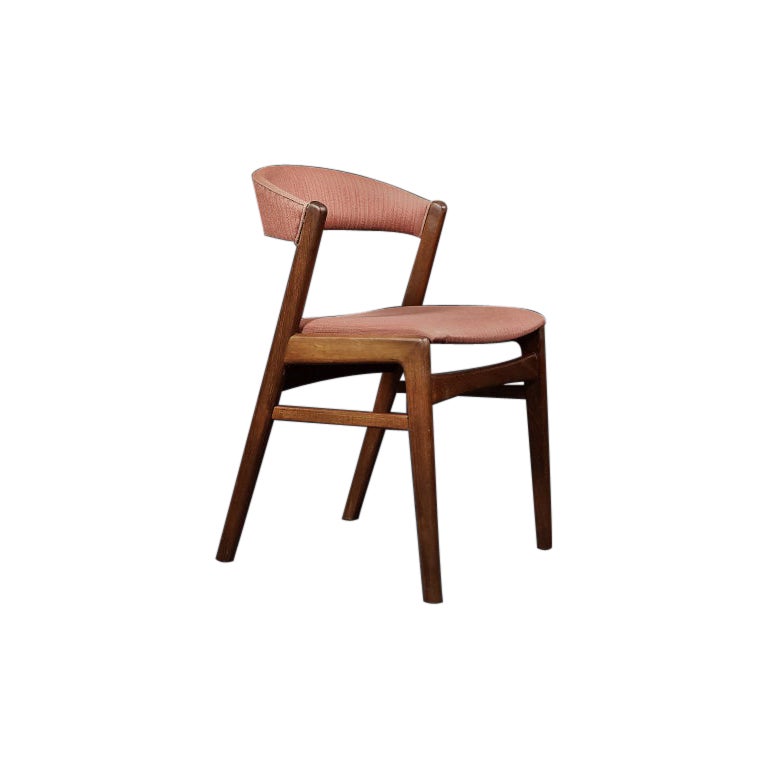 Vintage Mid-Century Scandinavian Modern Teak & Fabric Ribbon Back Chair from Dux For Sale