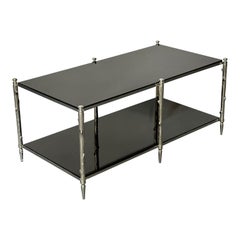 Mesa baja / de centro moderna de dos niveles estilo Maison Bagues, granito negro