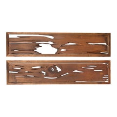 Pair of Japanese 19th Century Ranma Transom Panels with Carved Openwork Design