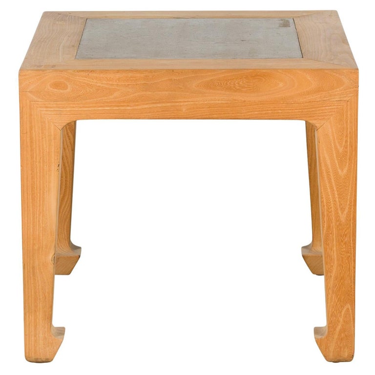 Square Bleached Elm Coffee Table From Shanxi - 19thC Square Bleached Elm Coffee Table From Shanxi - 19thC