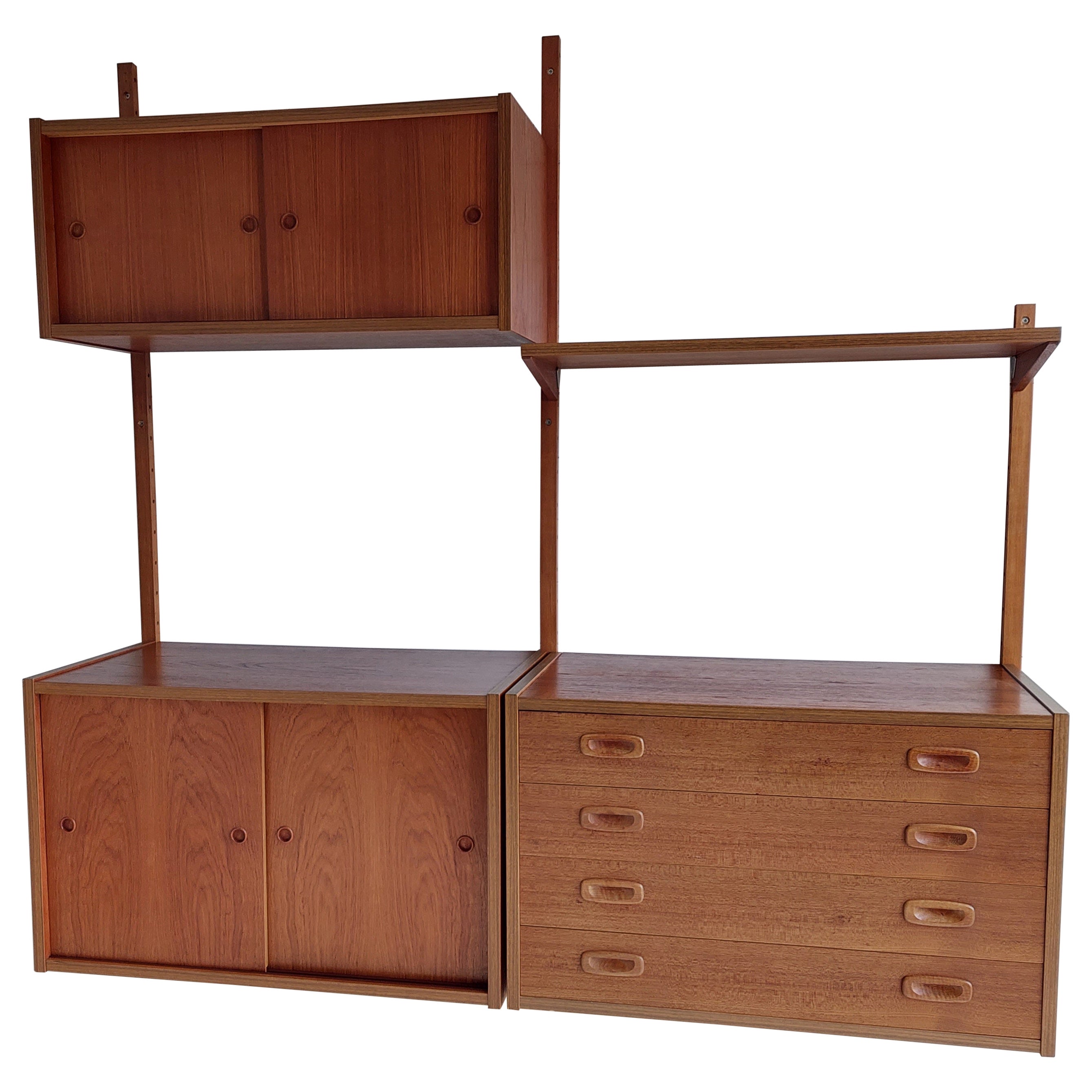 Mid Century Danish Vintage Teak Ps System Wall Unit By Preben Sørensen, 1960s