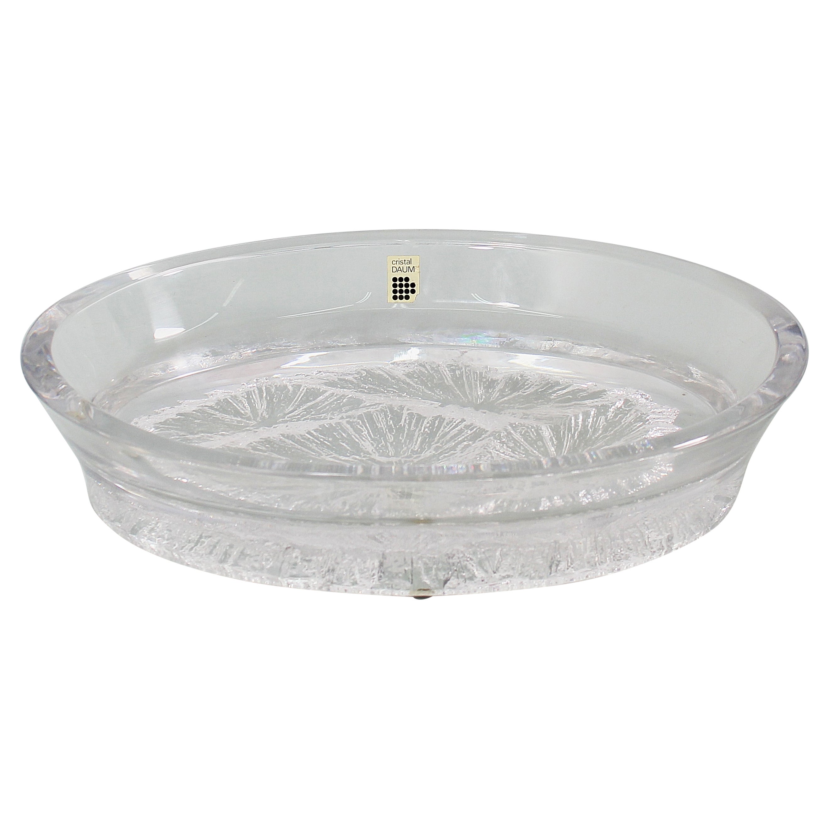 Midcentury "Cratère" Mod. by Daum Heavy Thick Crystal Centerpiece France, 1960s For Sale