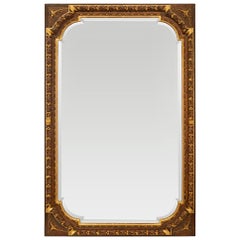 French Early 19th Century Louis XVI St. Patinated Wood and Giltwood Mirror