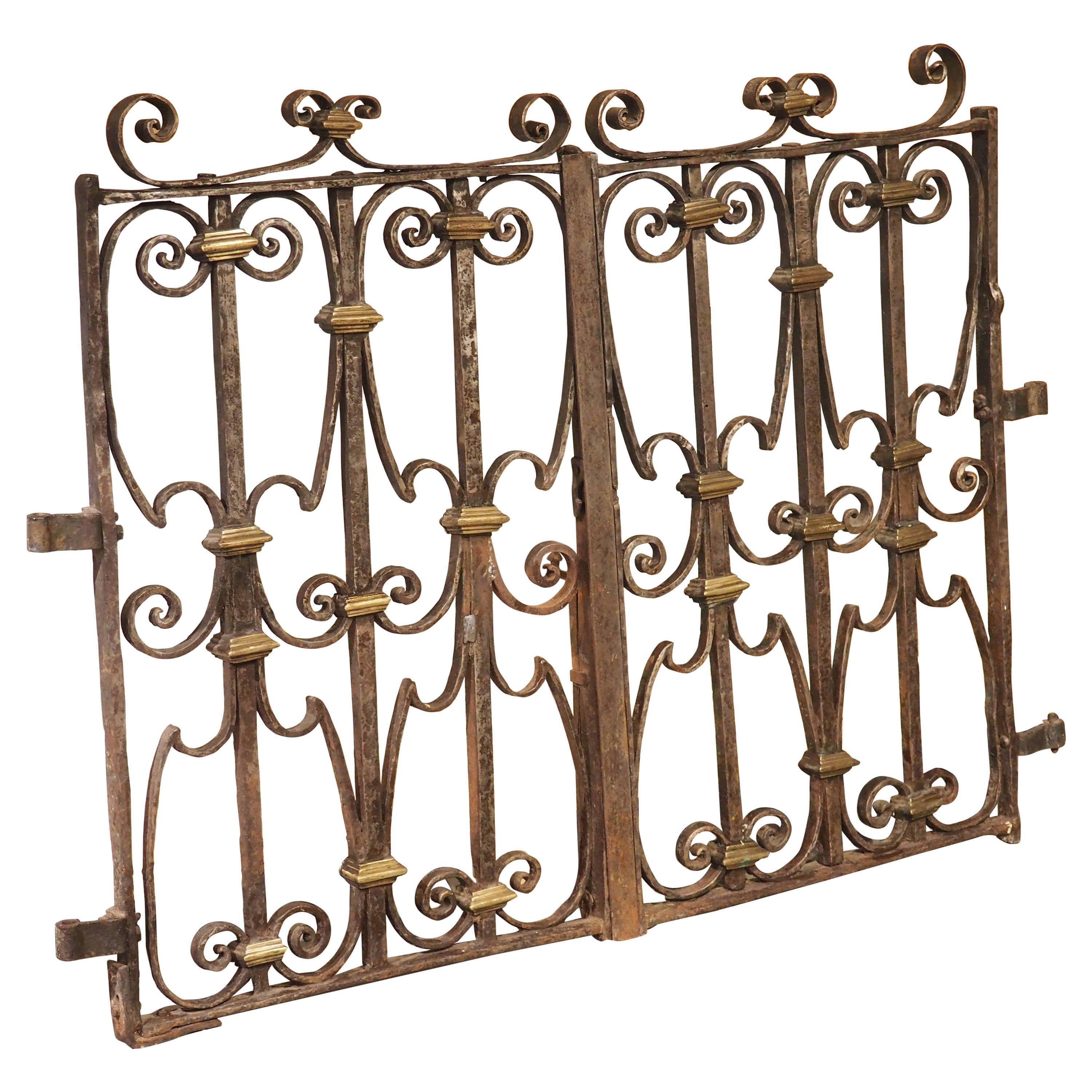 Pair of 17th Century Forged Iron and Bronze Gates from the French Basque Country