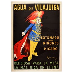 Poster pubblicitario antico originale per bevande Acqua minerale Vilajuiga Cappiello Art