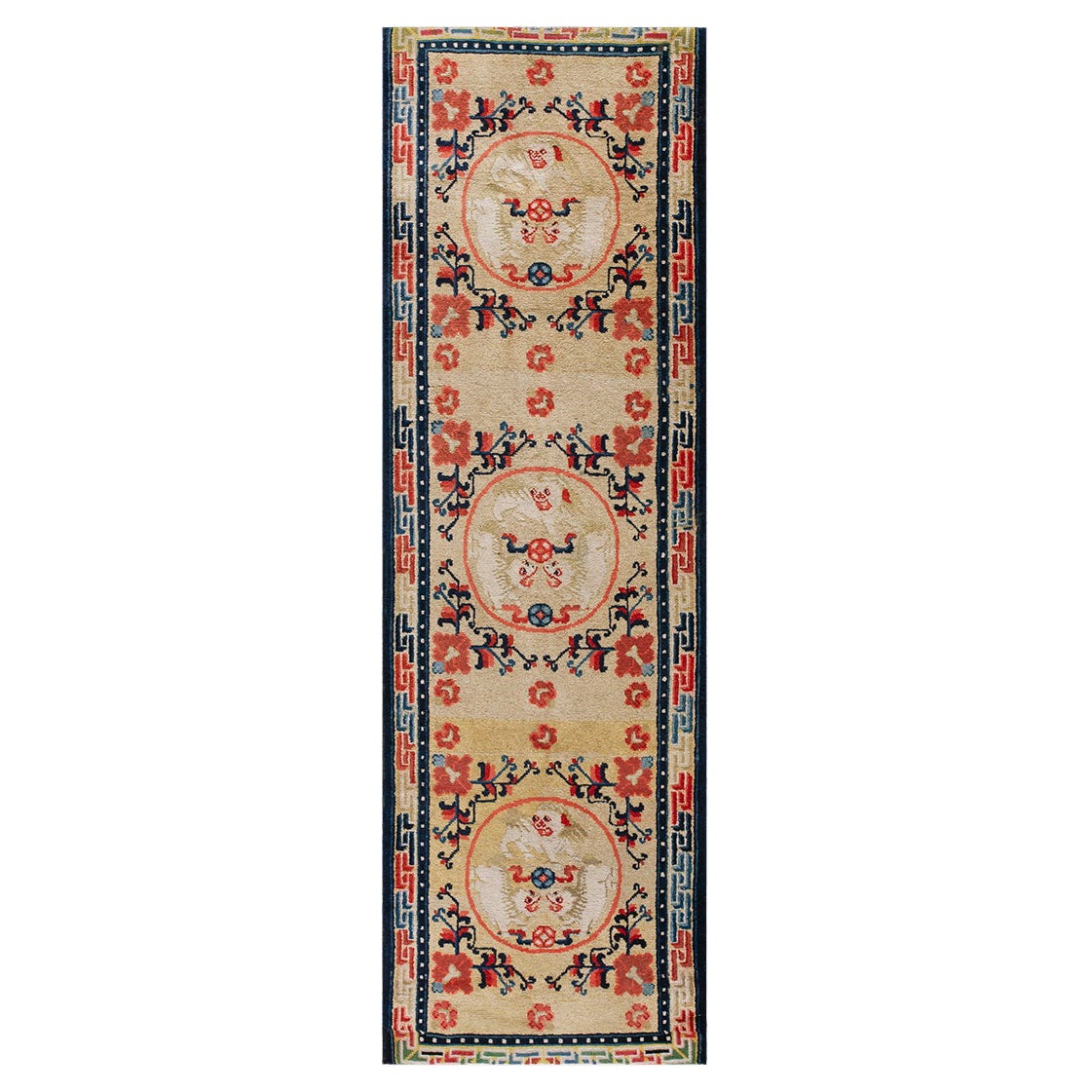 Late 19th Century W. Chinese Ningxia Runner Carpet ( 2'4" x 7'2" - 70 x 220 ) For Sale