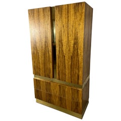 Milo Baughman For Thayer Coggin Walnut & Brass Wardrobe