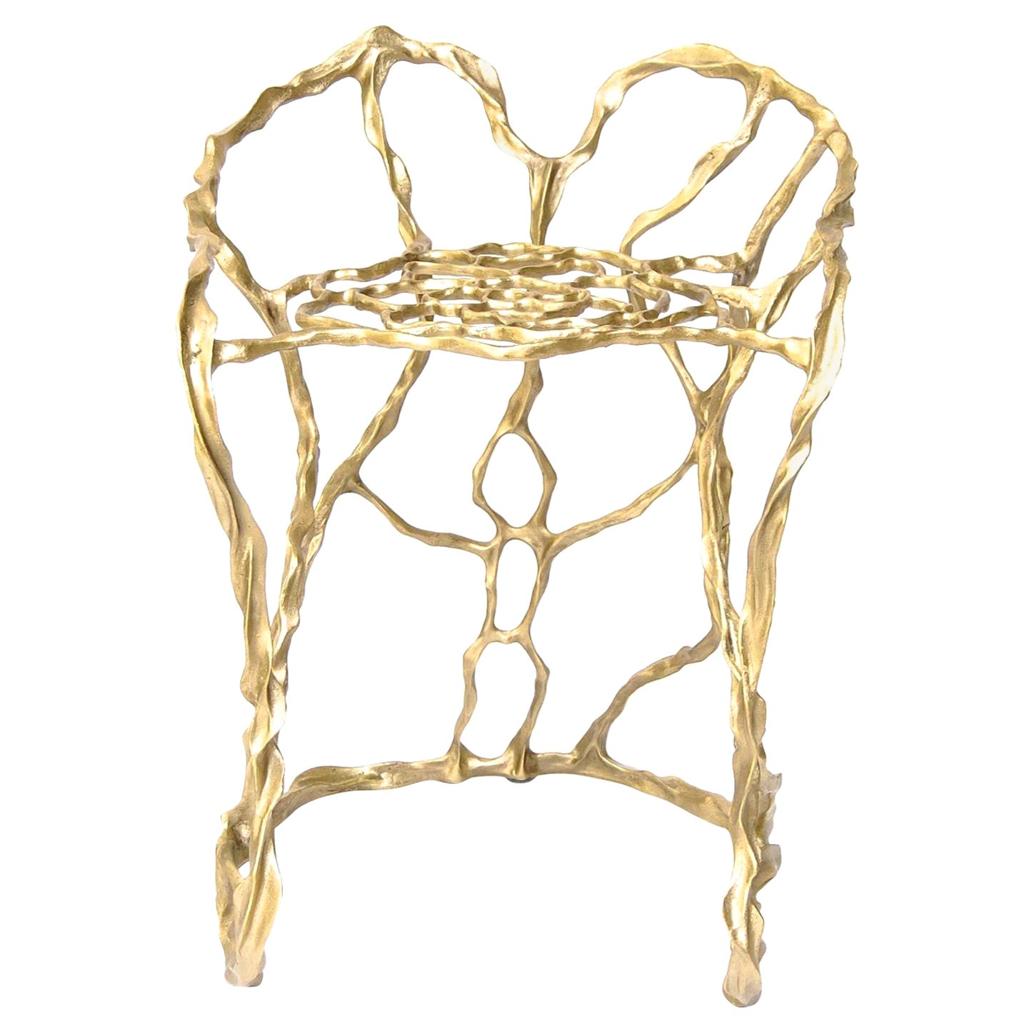 Ava Textured Brass Bench by Fakasaka Design For Sale