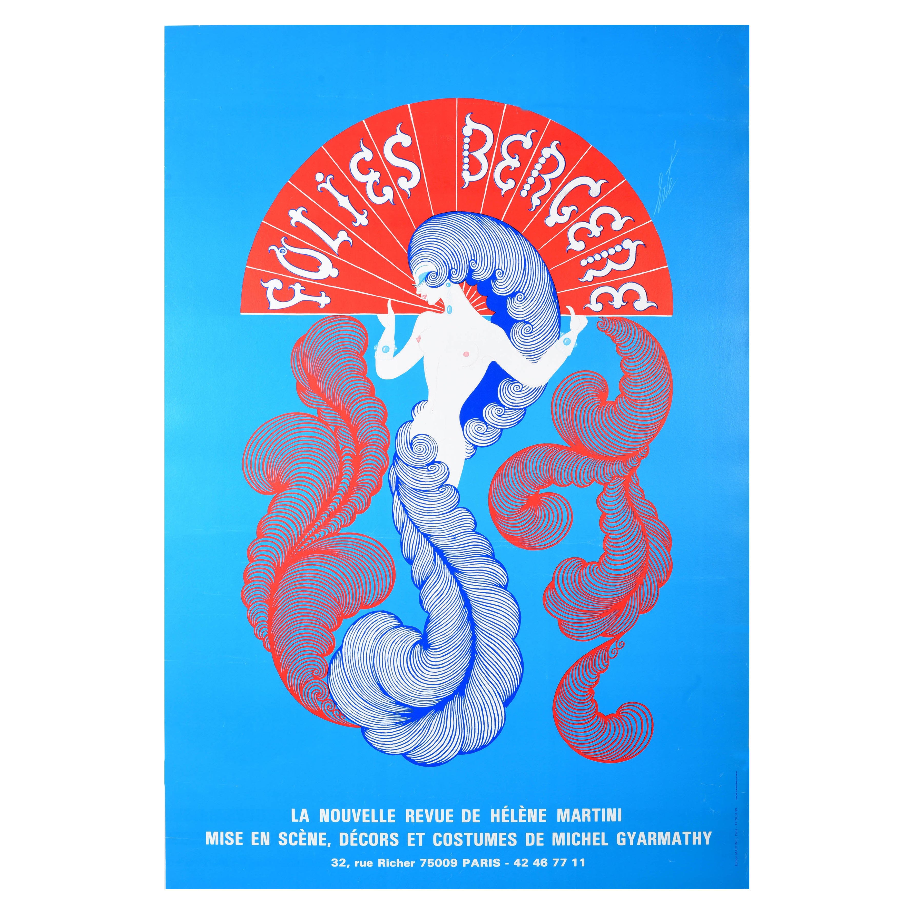 Affiche publicitaire d'origine vintage Folies Bergère Cabaret Dancer Erte