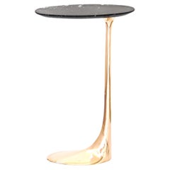 Jagger Drink Table with Nero Marquina Marble Top by Fakasaka Design