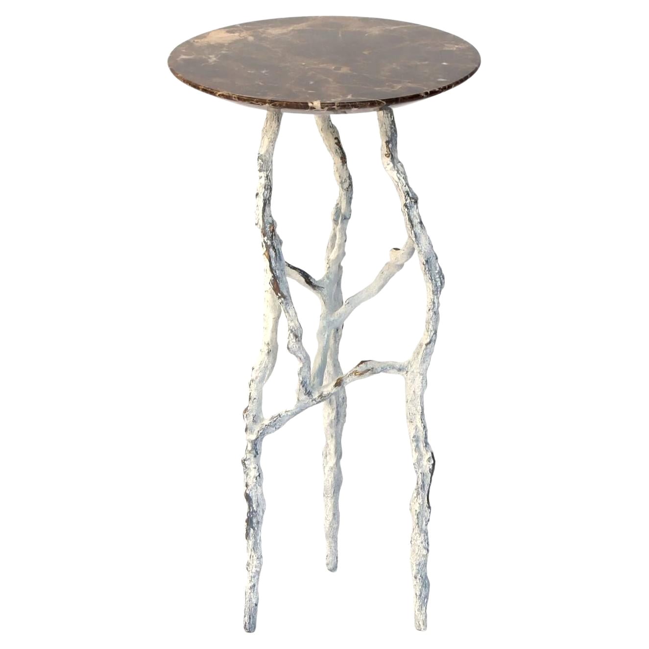 Table à boissons Alexia 3 avec plateau en marbre impérial marron par Fakasaka Design en vente