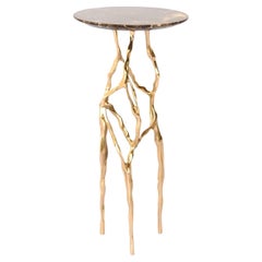 Sid Drink Table with Marrom Imperial Marble Top by Fakasaka Design