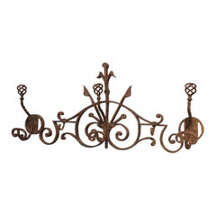 Circa 1920 French Wrought Iron Coat and Hat Holder