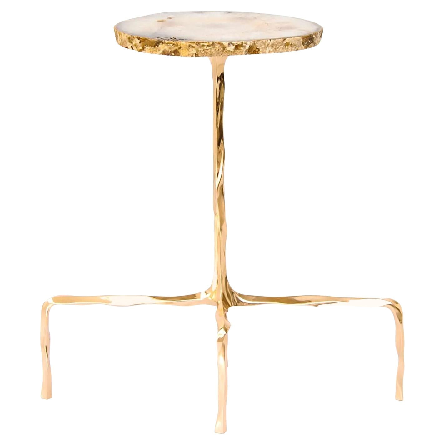 Presley Drink Table with Agate Top by Fakasaka Design For Sale
