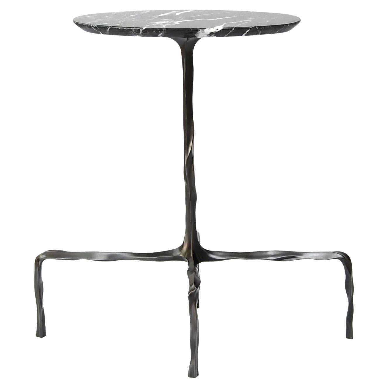 Presley Drink Table with Nero Marquina Marble Top by Fakasaka Design For Sale