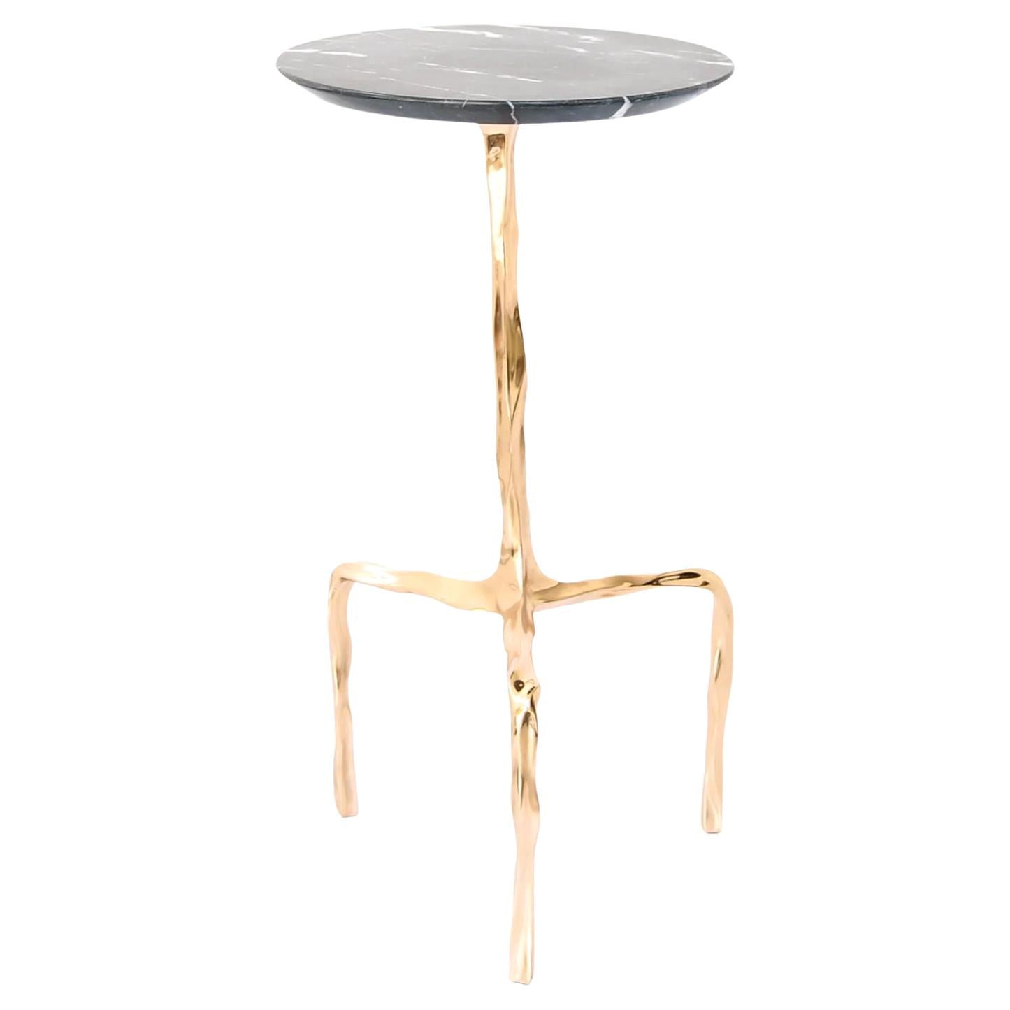 Aretha Drink Table with Nero Marquina Marble Top by Fakasaka Design For Sale
