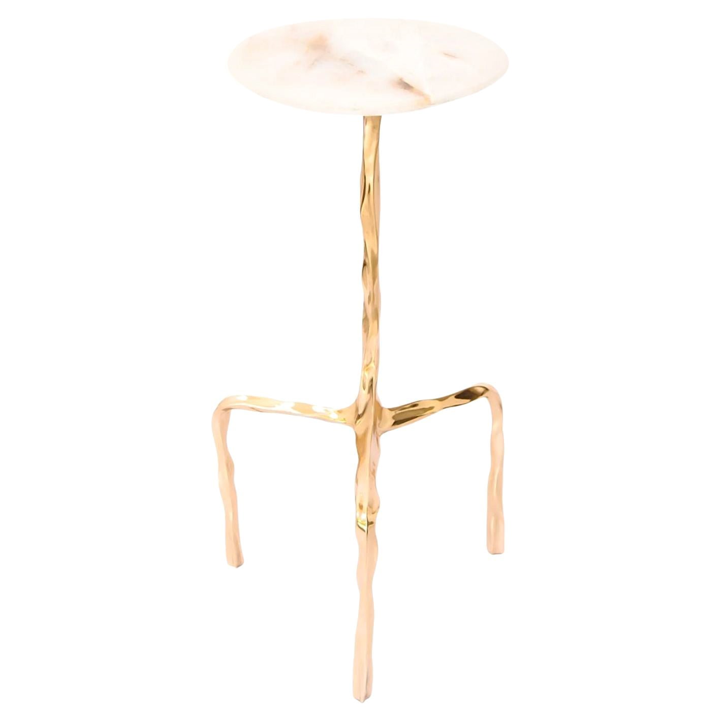 Aretha Drink Table with Onyx Top by Fakasaka Design For Sale