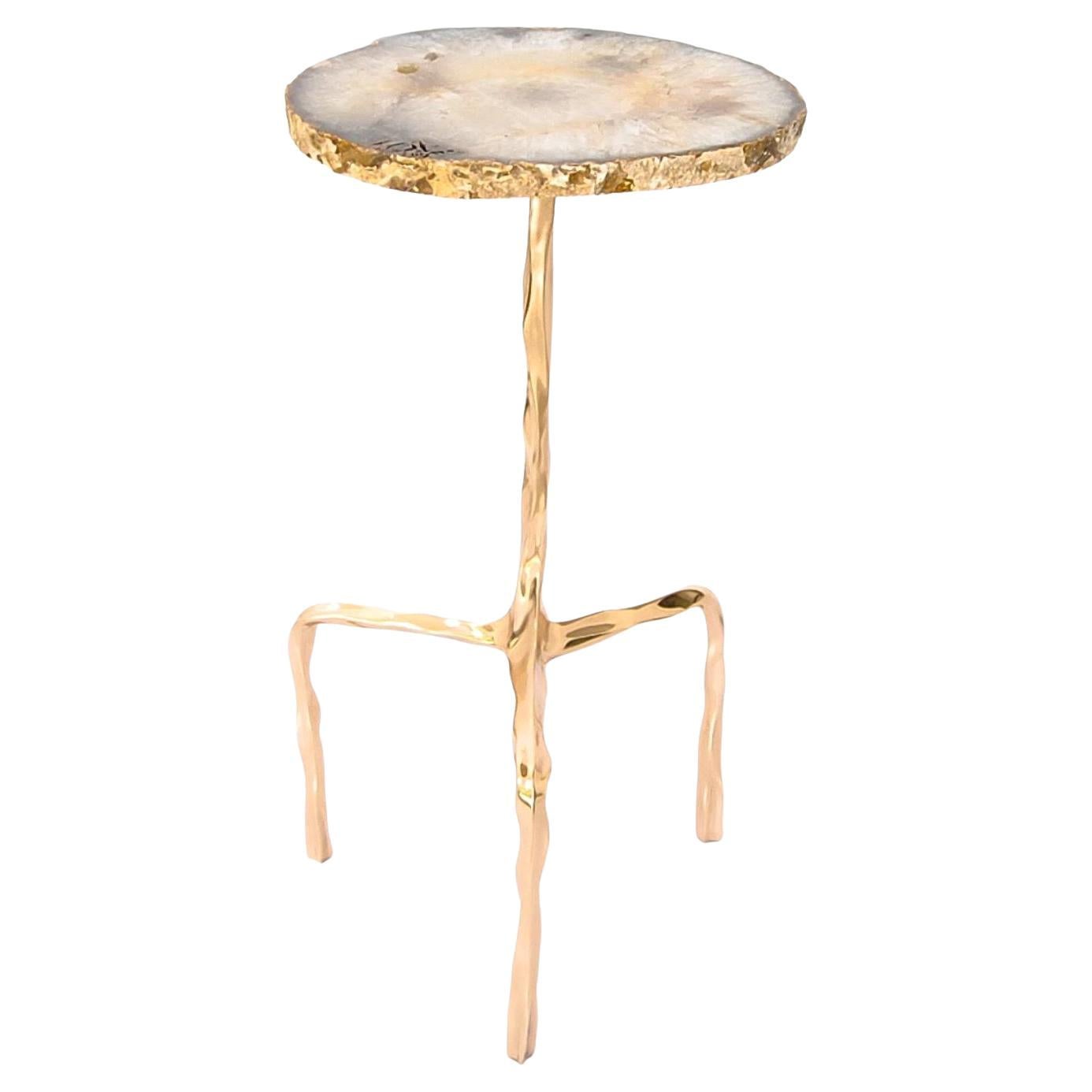 Aretha Drink Table with Agate Top by Fakasaka Design For Sale