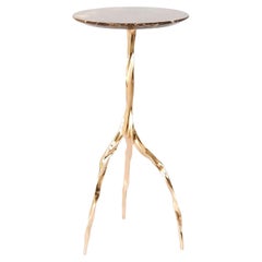 Nina Drink Table with Marrom Imperial Marble Top by Fakasaka Design