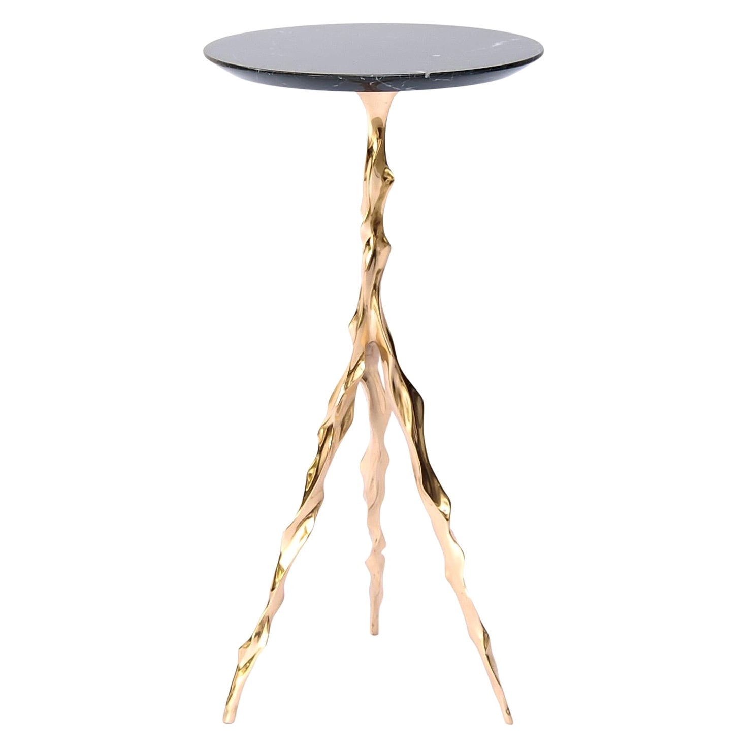 Etta Drink Table with Nero Marquina Marble Top by Fakasaka Design