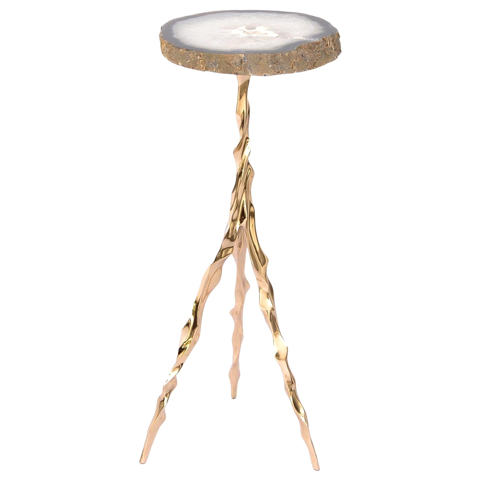 Etta Drink Table with Agate Top by Fakasaka Design For Sale