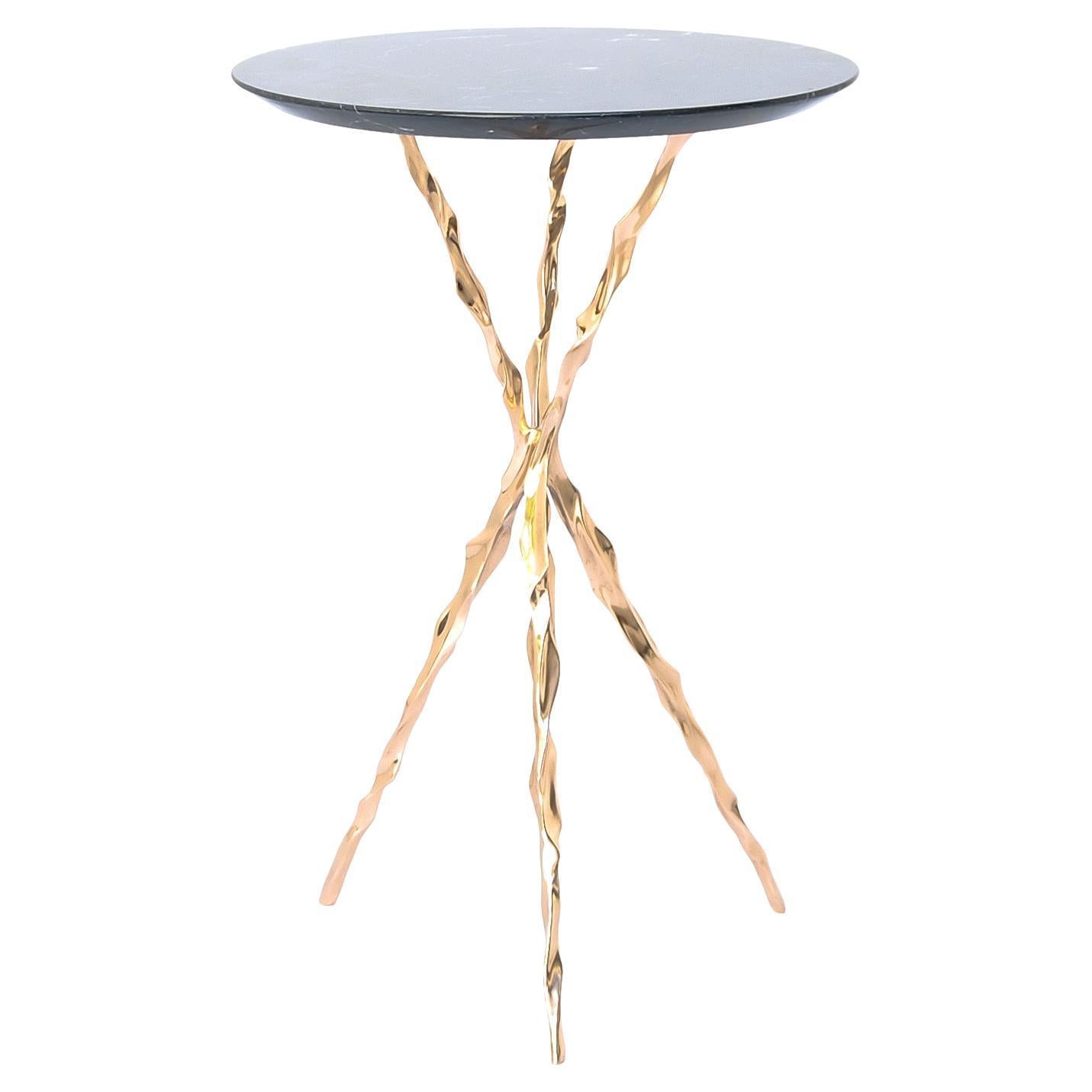 Thom Drink Table with Nero Marquina Marble Top by Fakasaka Design