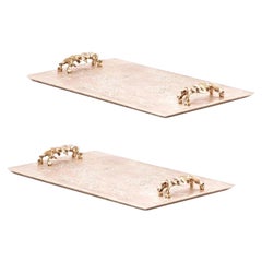 Pair of Polished Bronze Bar Trays by Fakasaka Design